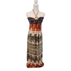 CODIGO Evening Dress‎ Strapless Colorful Long Size Large Boho Colorful READ EUC